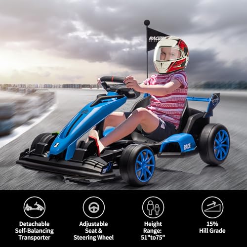 Electric Drift Kart for Kids, Ride-On Car with Adjustable Seat A721