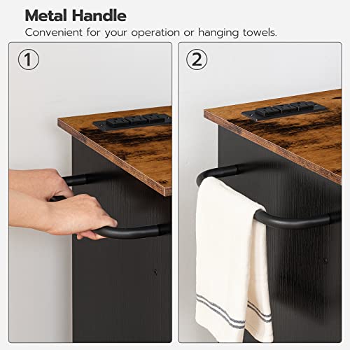 Kitchen Island with Power Outlet, Spice Rack and Drawer, Rolling Cart F495760