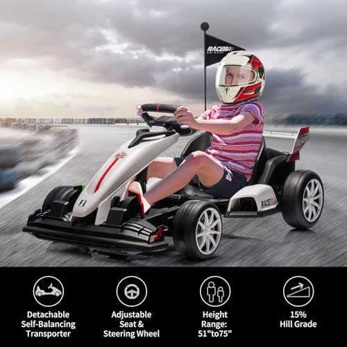 Electric Drift Kart for Kids, Ride-On Car with Adjustable Seat A721