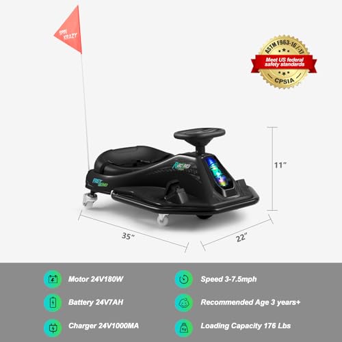 24V Electric Drifting Go Kart for Kids with Rotating Wheels, Pink D311017