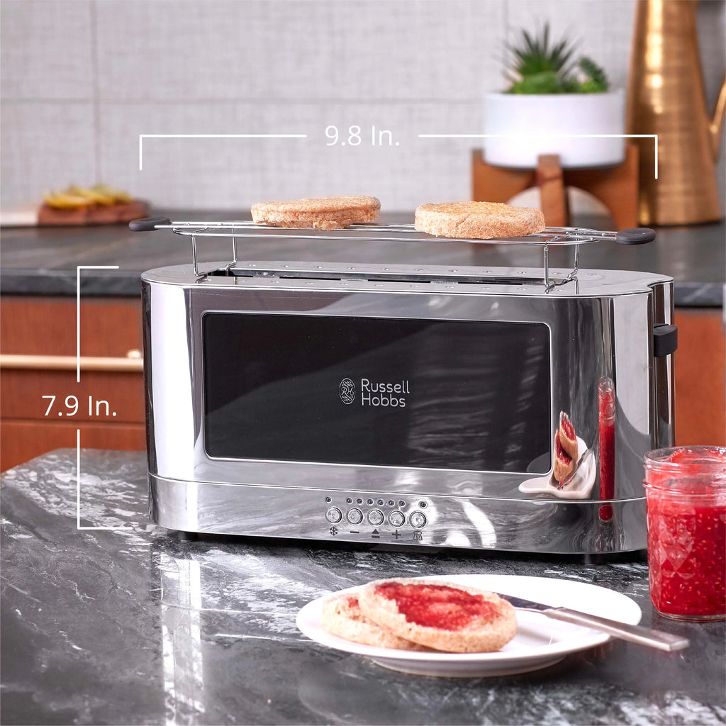 2-Slice Glass Accent Long Toaster, Black & Silver B6610