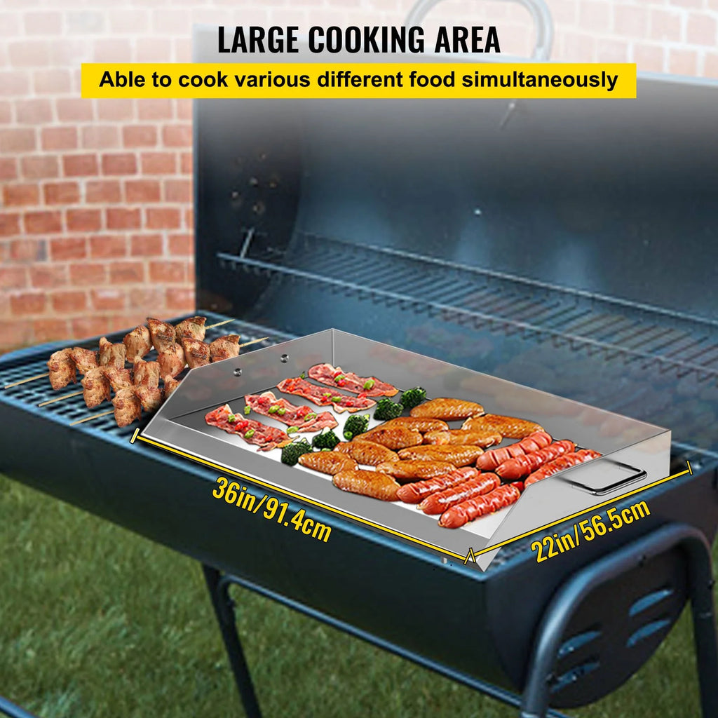Stainless Steel Flat Top Griddle with Handles and Grease Groove V592