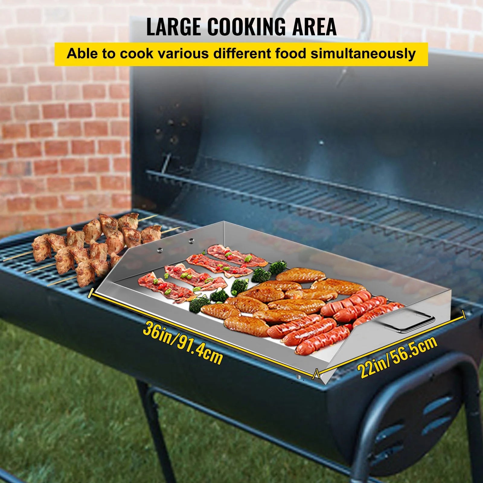 Stainless Steel Flat Top Griddle with Handles and Grease Groove V592