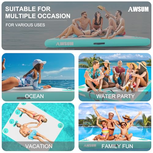 Inflatable Floating Dock Platform with Non-Slip Surface for Pool Beach Ocean B86969