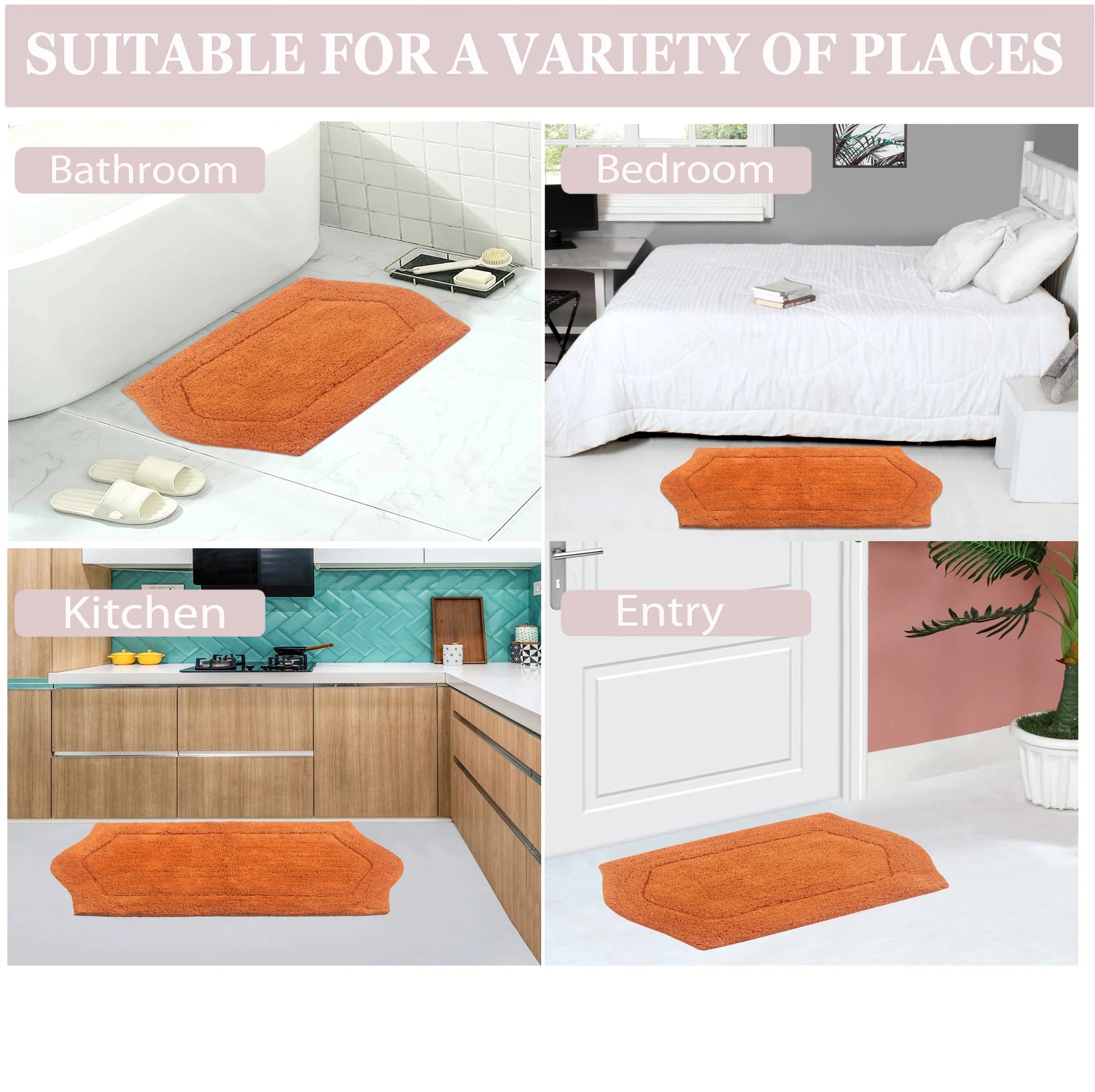 100% Cotton Tufted Bath Rug, Non-Slip Plush, Machine Wash, 22" Round B571