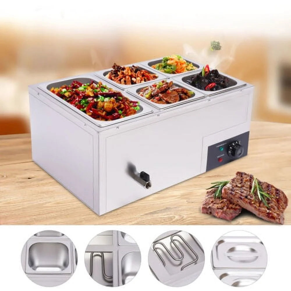 Stainless Steel Electric Food Warmer with 5 Pans H208908