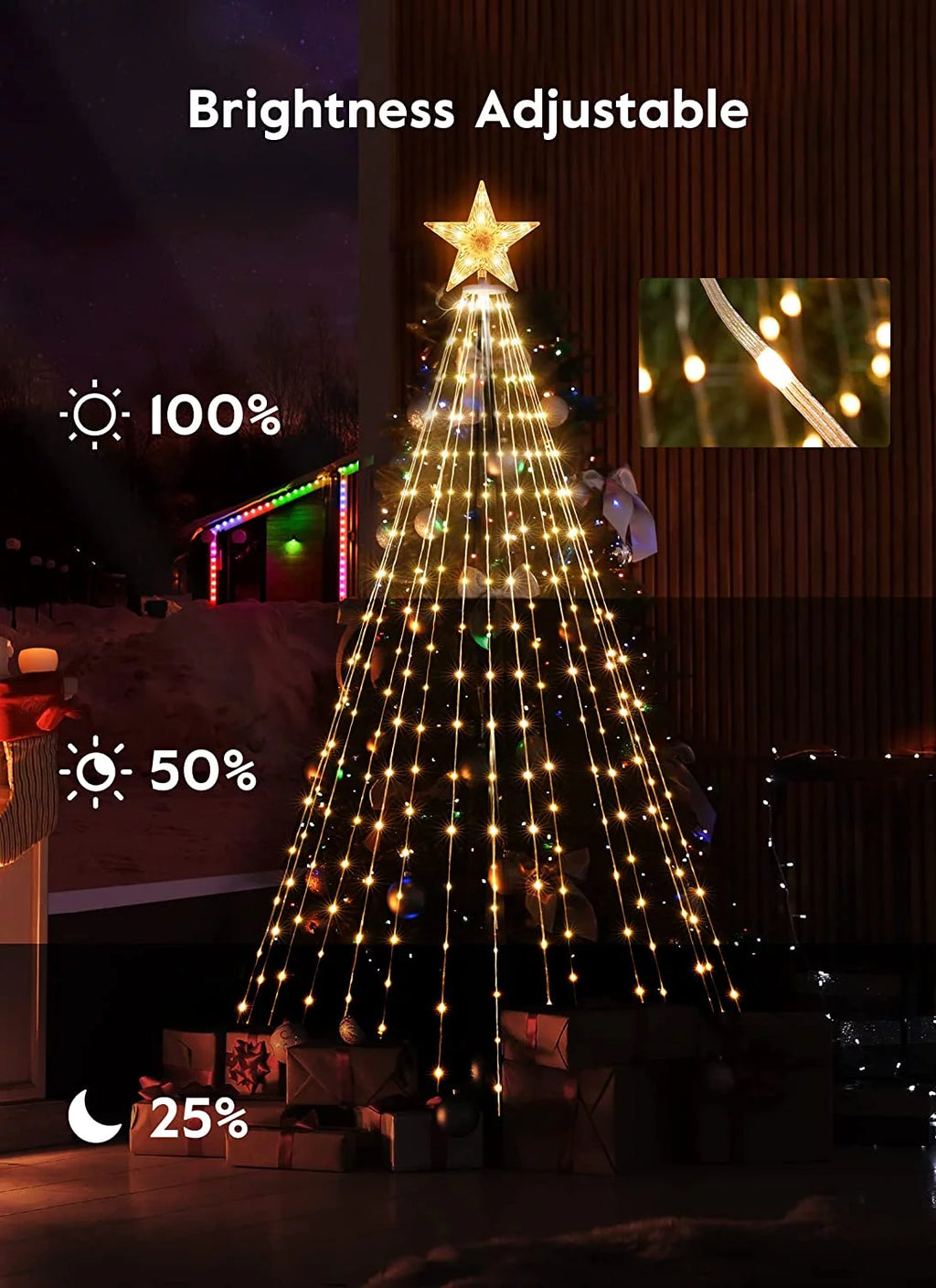 Smart Christmas Cone Tree LED Light, 6ft 265 LED Music Sync with Remote APP D332