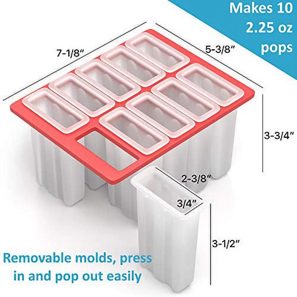 Ice Pop Maker - Frozen Popsicle Mold Kit with 10 BPA Free Molds and 50 Wood Sticks R455323