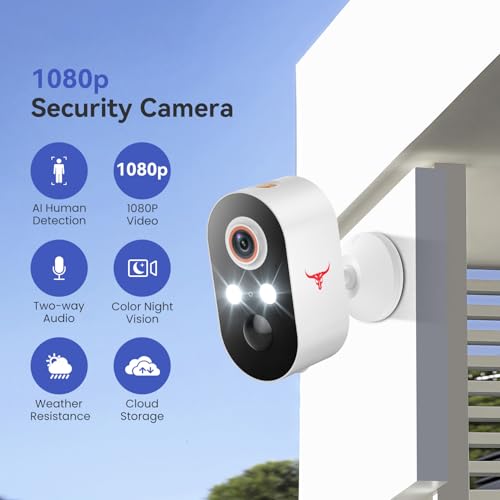 Wireless Security Camera 2 Pack, 1080p Wi-Fi Outdoor, Color Night Vision, Motion Detection X954