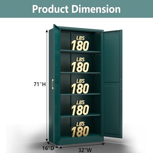 Tall Kitchen Storage Cabinet with Doors and Adjustable Shelves, Black Freestanding Cupboard J20442
