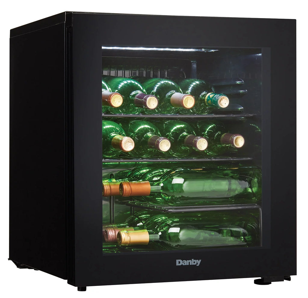 Danby DWC018A1BDB 1.8 Cu. Ft. /16 Bottle Free-Standing Counter-top Design Wine Cooler for Red or White Wine, in Black