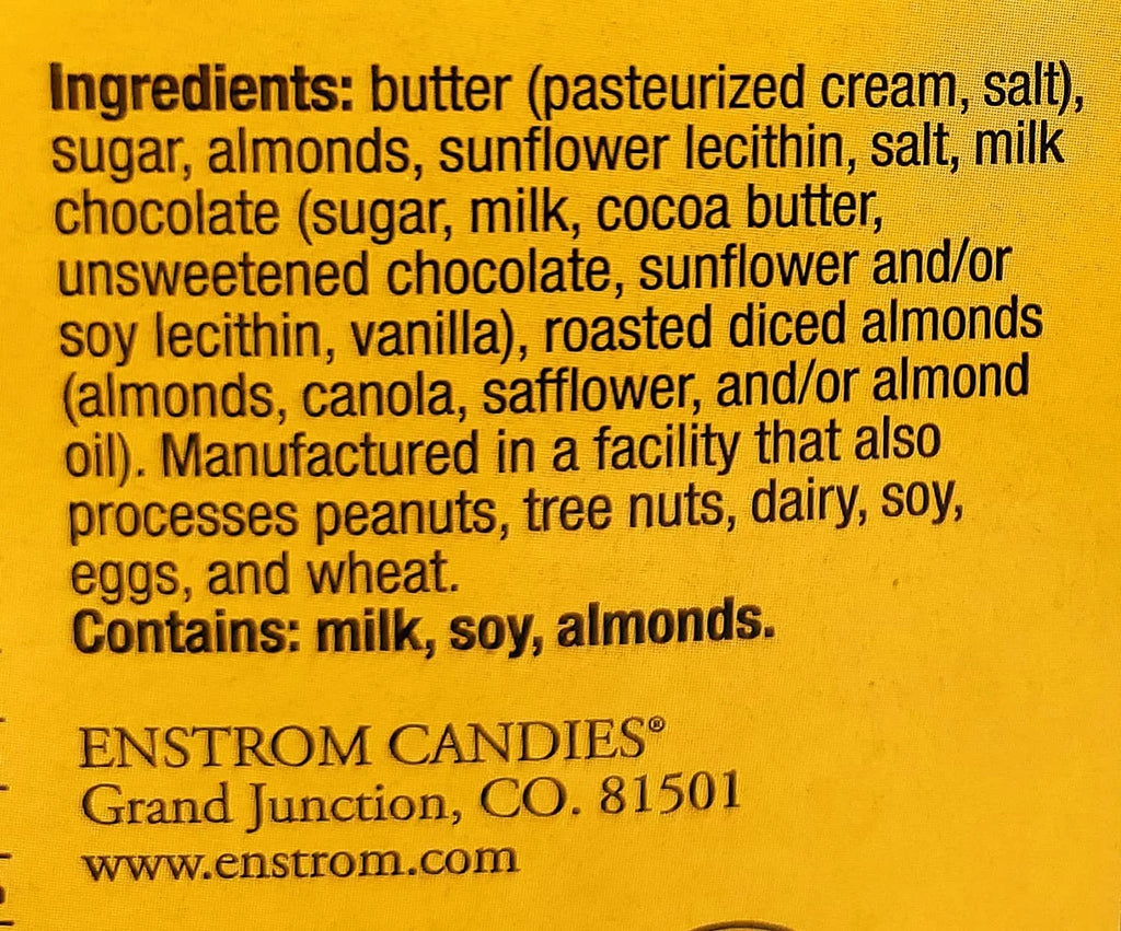 Almond Toffee Tub, Milk, 2.5 lb D50921
