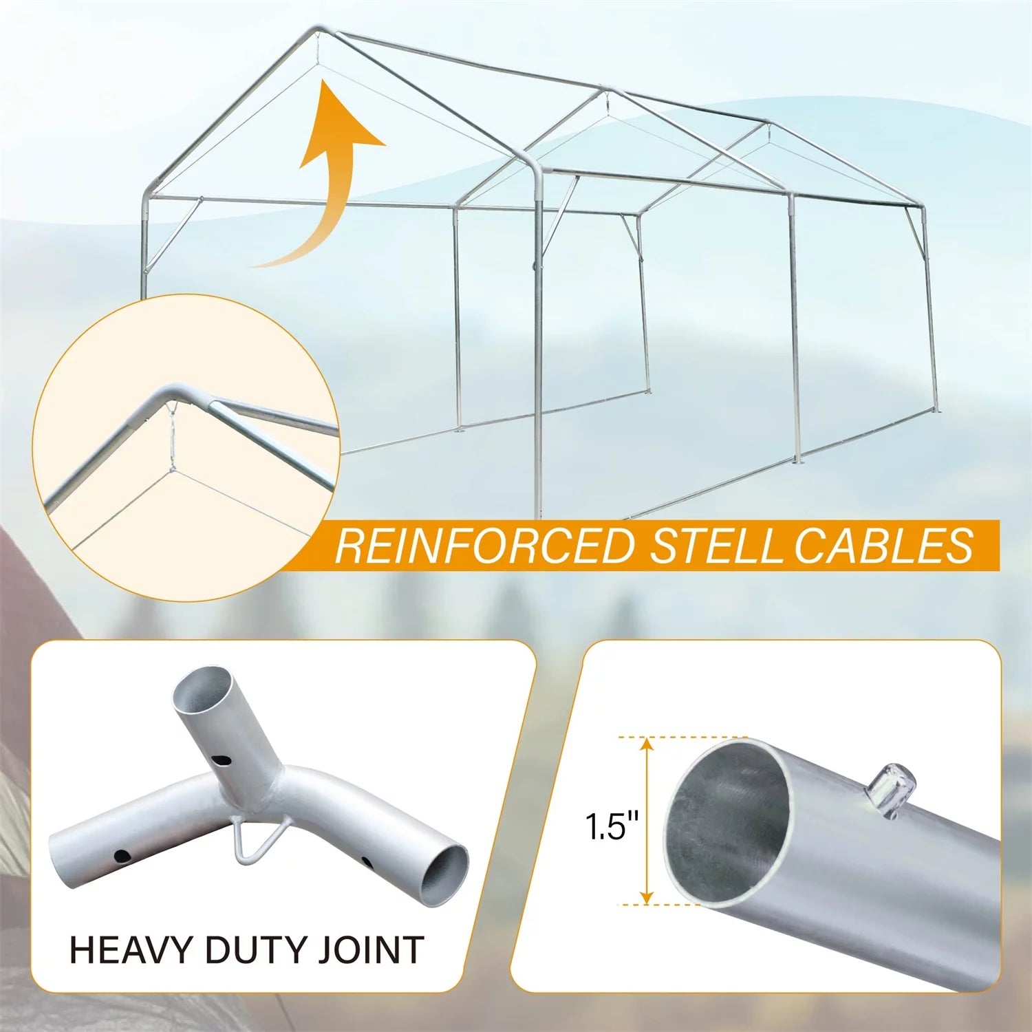 Heavy Duty Carport Canopy for Car Boat Shelter with Removable Sidewalls and Doors X7234