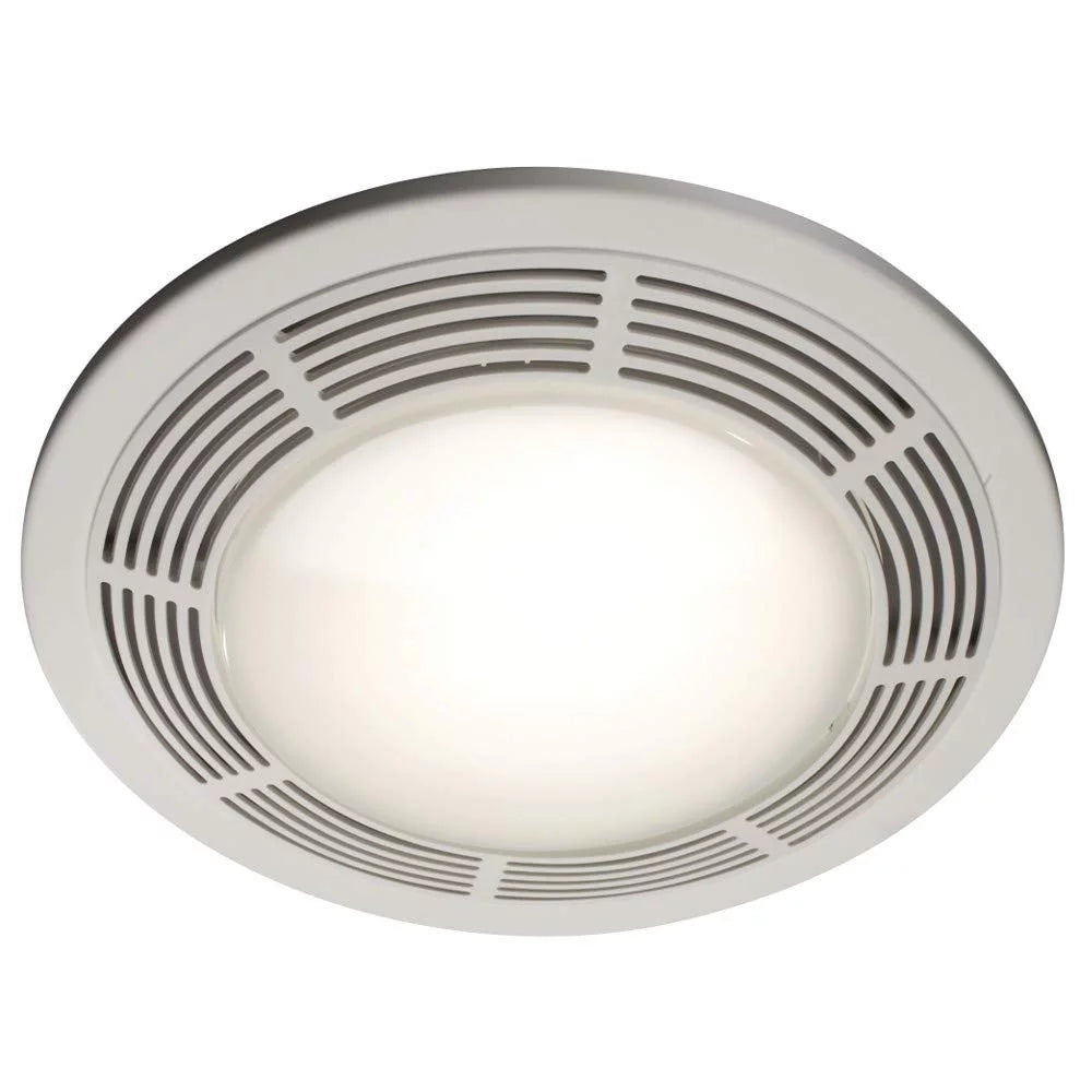 Broan-Nutone  750  Round Fan and Light Combo for Bathroom and Home, White Grille with Glass Lens, 100-Watts, 3.5 Sones, 100 CFM