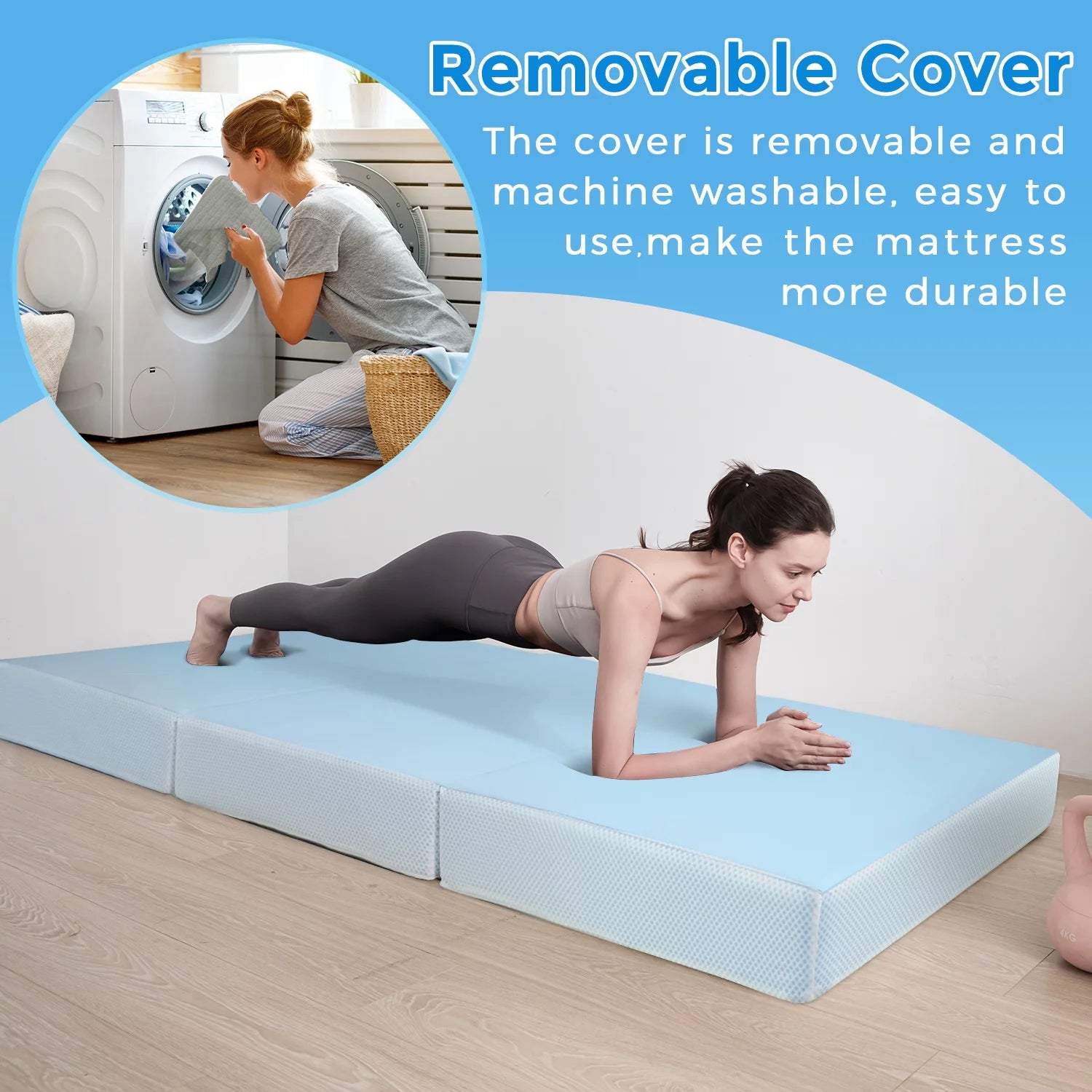 Folding Mattress with Cooling Memory Foam, Washable Cover, Twin Size C159829