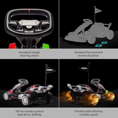 Electric Drift Kart for Kids, Ride-On Car with Adjustable Seat A721