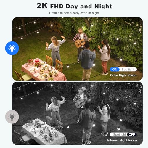 Solar Security Cameras Wireless Outdoor, 2K Pan/Tilt 360° View, AI Motion Detection, Color Night Vision C8536