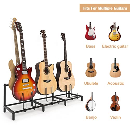 Guitar Rack, 3-Piece Floor Stand with Amp Support, Adjustable Holder for Multiple Instruments H140