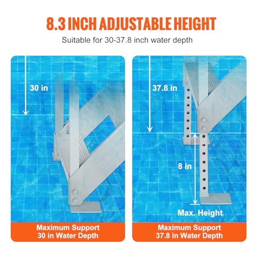 Dock Stairs Ladder 4 Step, Aluminum Adjustable Height, Non-Slip Pedals C142230