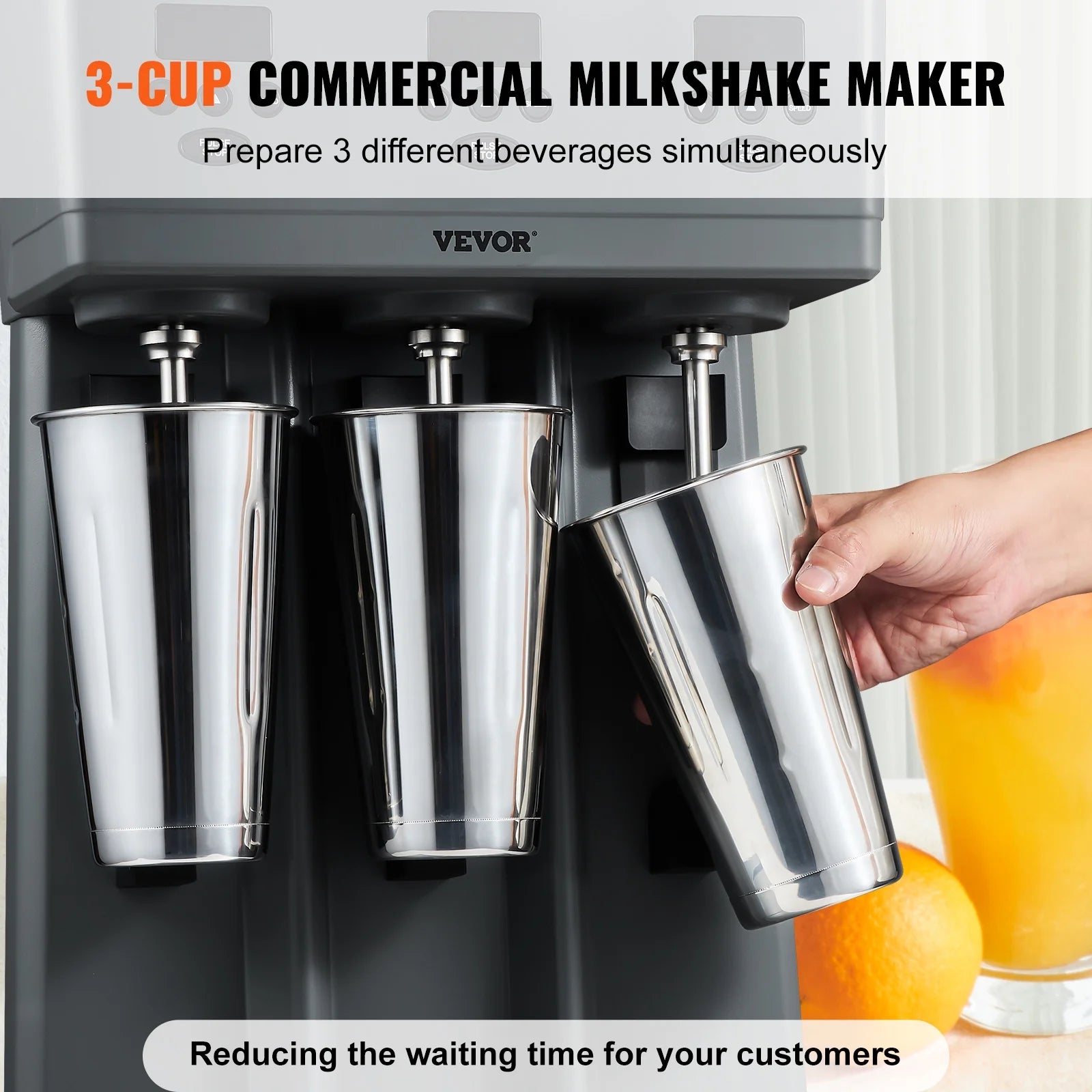 Stainless Steel Electric Milkshake Maker Blender with LED V87059