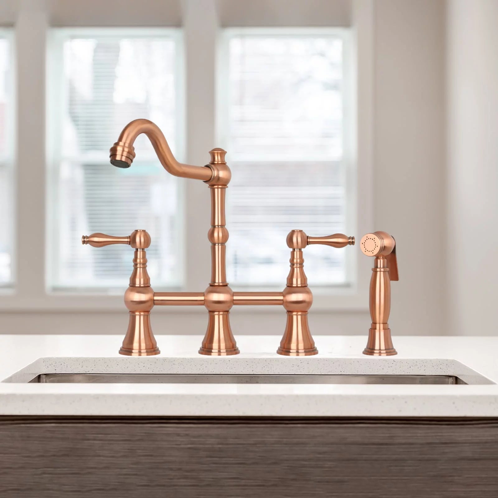 Copper Bridge Kitchen Faucet with Side Sprayer M57899
