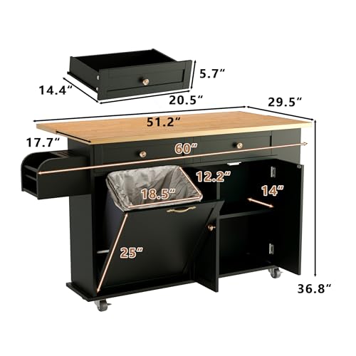 Movable Kitchen Island with Drop Leaf and Power Outlet Y932