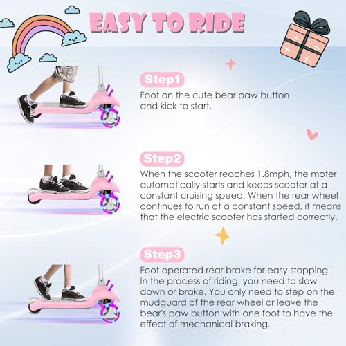 Electric Scooter for Kids Ages 3-8, 3 Wheel, Adjustable Height K687297