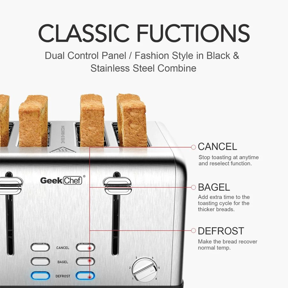 Stainless Steel 4-Slice Toaster with Extra-Wide Slots R83218