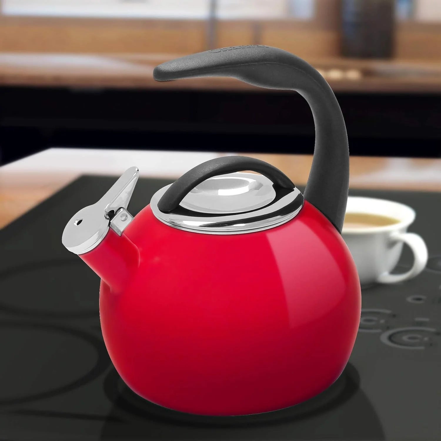 Enamel Steel Whistling Tea Kettle, 2 Quart Q27951