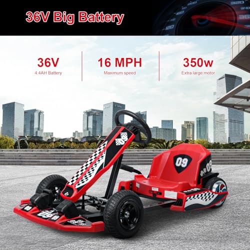Kids Electric Drift Go Kart, 350W Motor, 16 MPH A10009