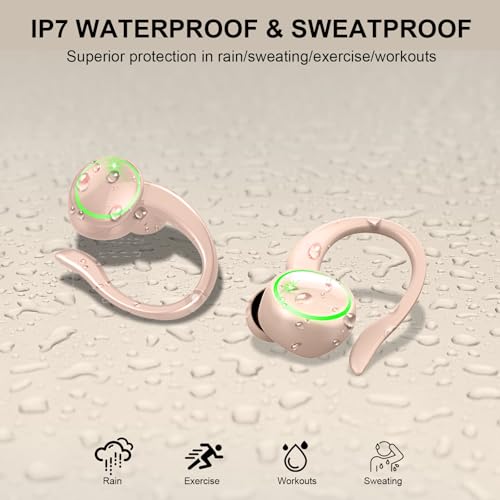 Wireless Earbuds Bluetooth 5.4 with Noise Cancelling Mic, IP7 Waterproof for Running R64733