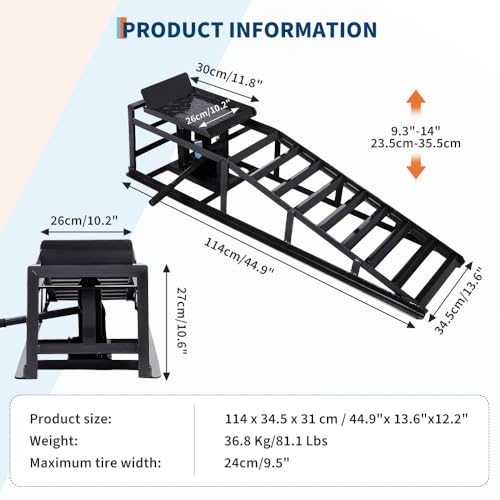 Hydraulic Car and Truck Service Ramps, 5 Ton Capacity, Adjustable Height M5181