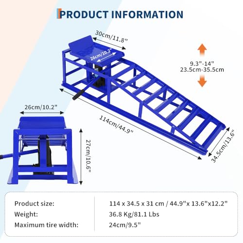 Hydraulic Car and Truck Service Ramps, 5 Ton Capacity, Adjustable Height M5181