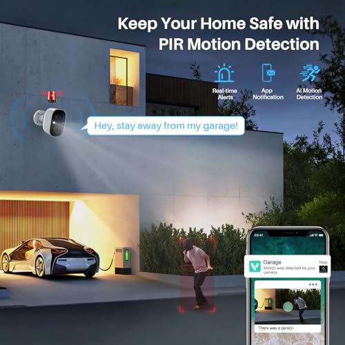 Wireless Outdoor Security Cameras with AI Motion Detection and 2K Color Night Vision A894906