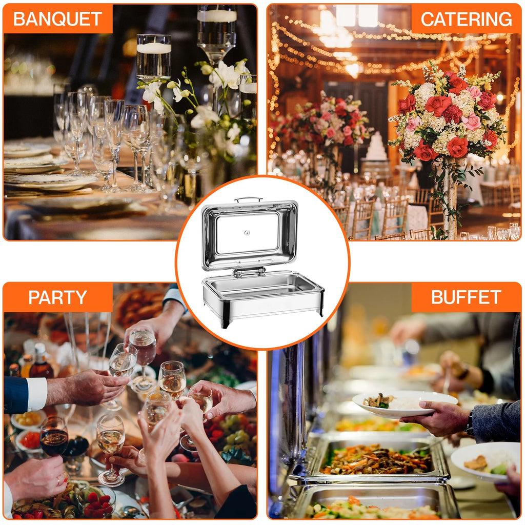 Electric Buffet Server Food Warmer with Glass Window, Adjustable Temp M849136