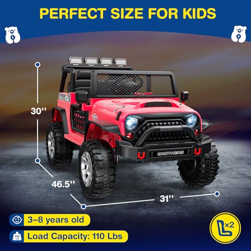 12V Kids Electric Ride On Car with Remote Control, Bluetooth Speaker, LED Lights Z308