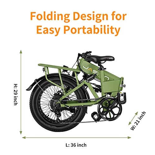 Folding Electric Bike for Adults, 1200W Peak Motor, 28MPH Max Speed, 48V 10AH Removable Battery, 20" Fat Tire M14323