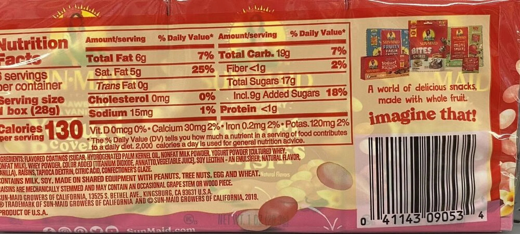 Strawberry & Vanilla Yogurt California Raisins, 12 Boxes I82532