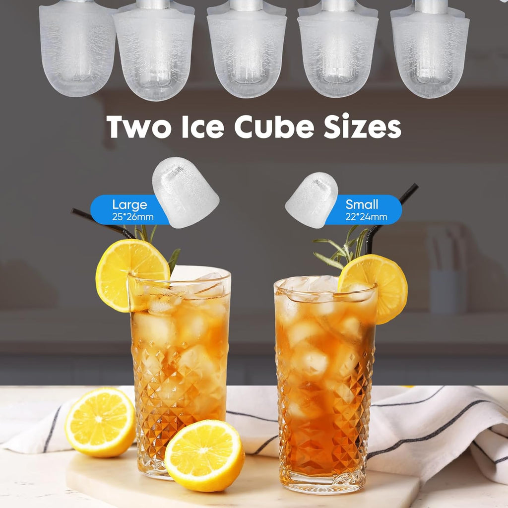 Ice Maker Countertop, Portable Mini Ice Machine, Self-Cleaning, 2 Ice Sizes, Black R709