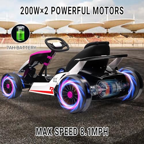 Kids Go Kart, 24V Electric Drift Car, 2-Speed Ride On Toy for Boys Girls 6+ V958