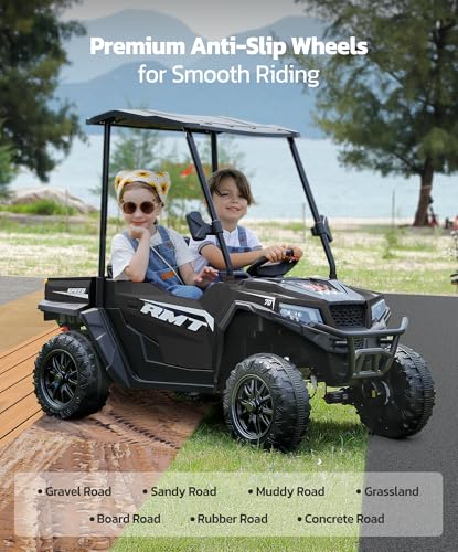 24V Ride on Car 2 Seater with Sun Shade, Dump Bed, 4WD, Pink S782676