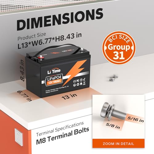 12V 100Ah LiFePO4 Battery with Built-in 100A BMS D2856