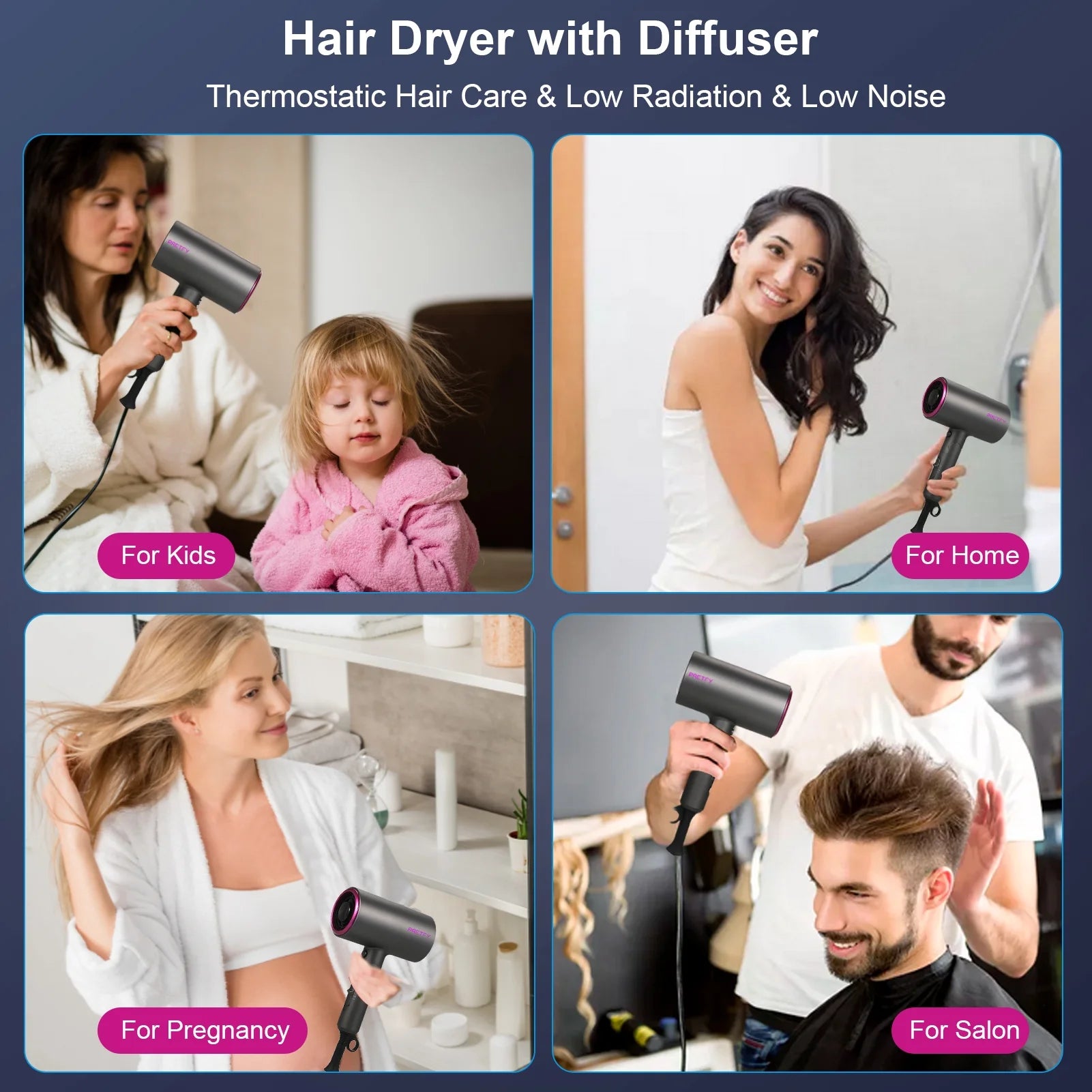 Ionic Hair Dryer 1800W for Fast Drying B30362