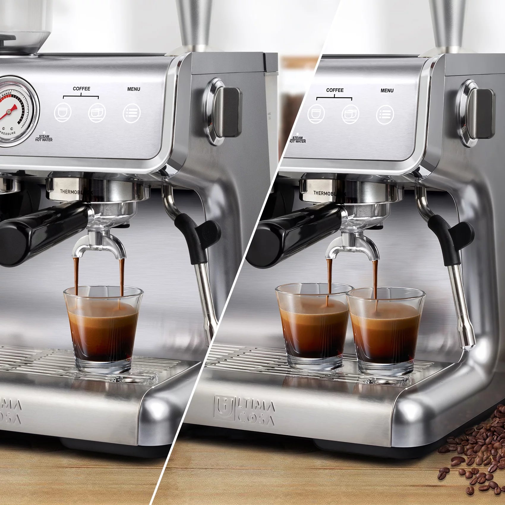 Semi-Automatic Espresso Machine - Silver - 2 Litre Water Tank M88197