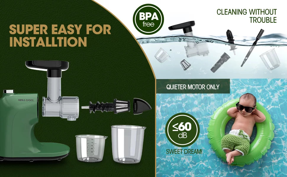 Slow Masticating Juicer for Vegetables and Fruits, Cold Press Extractor I446