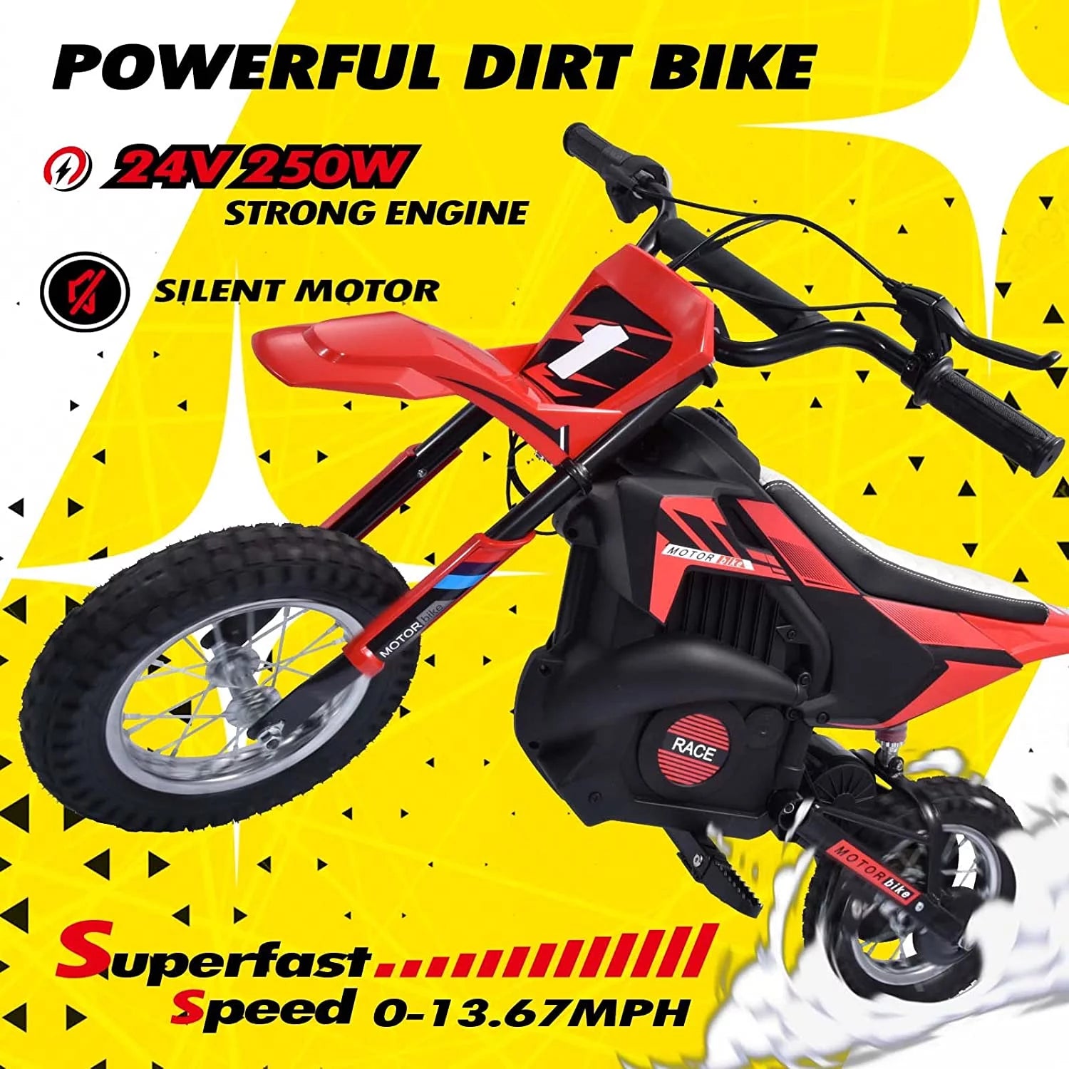 Kids Electric Dirt Bike 250W Off-Road for Ages 13+ D662177