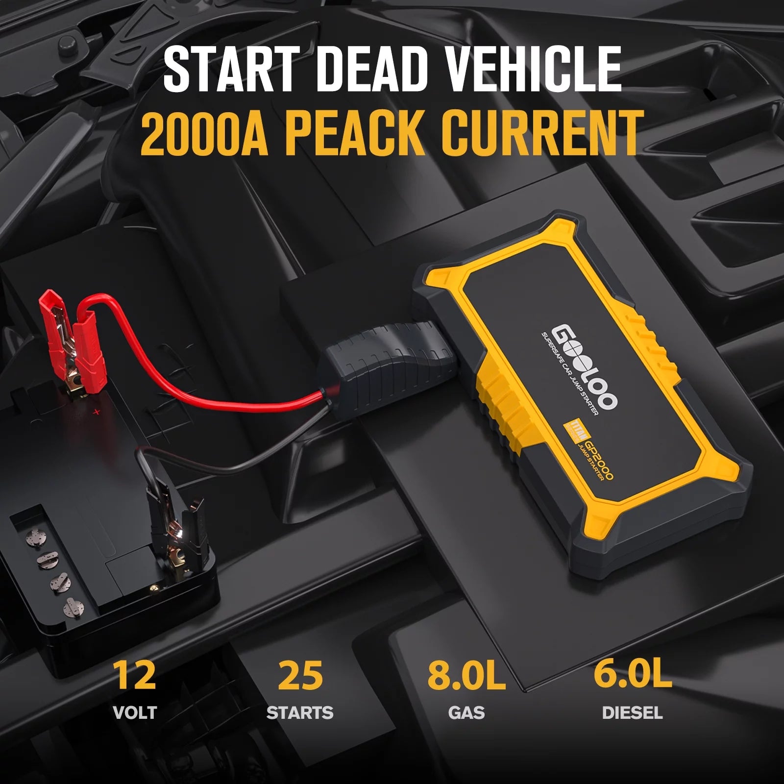 Jump Starter 2000A Portable Car Battery Booster Pack K366