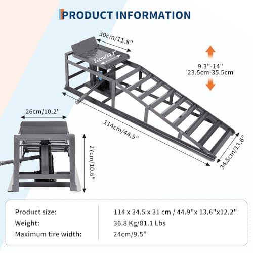 Hydraulic Car and Truck Service Ramps, 5 Ton Capacity, Adjustable Height M5181