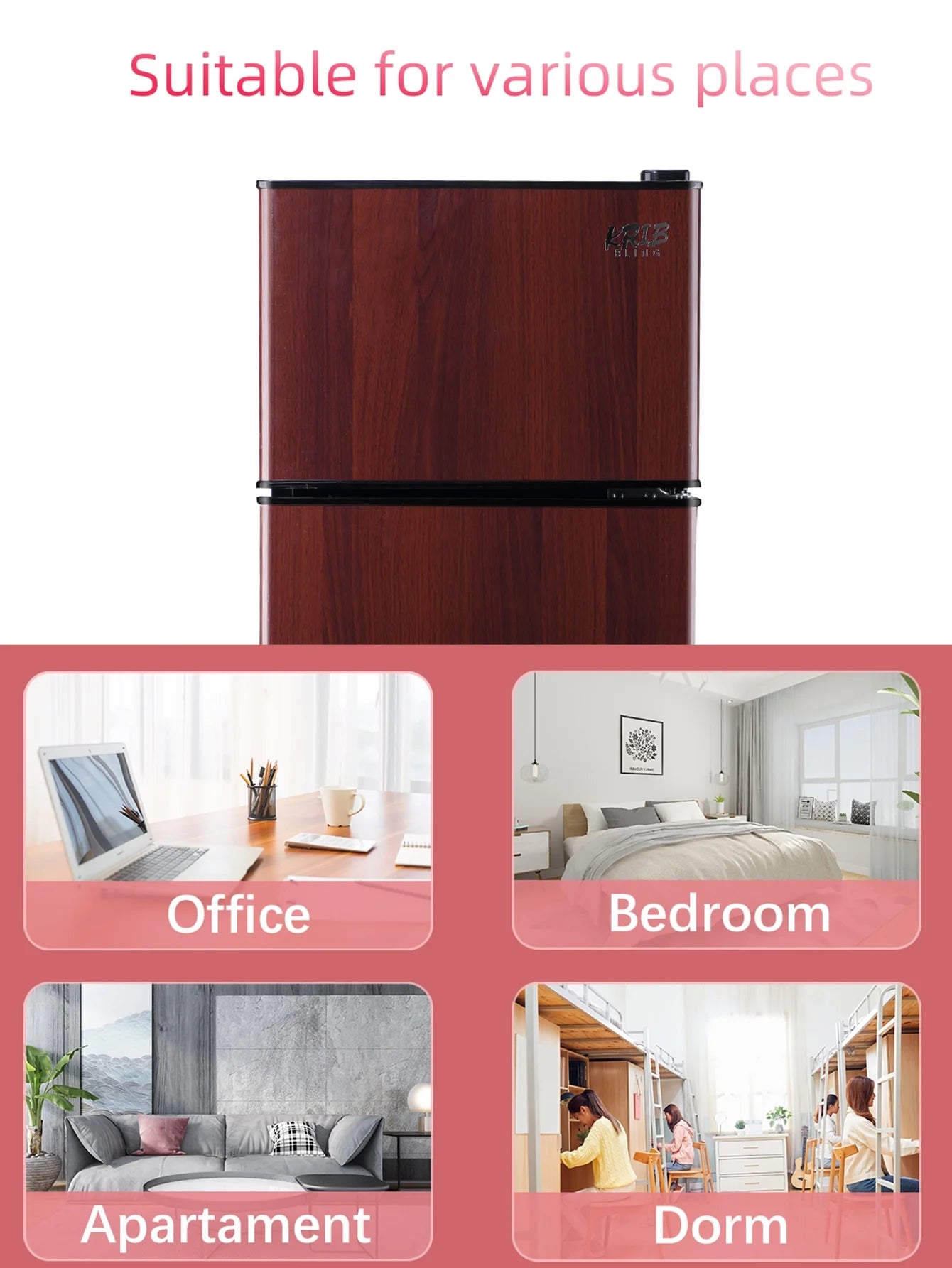 Mini Fridge with Freezer, 3.5 Cu.ft, Compact for Dorm or Office L605