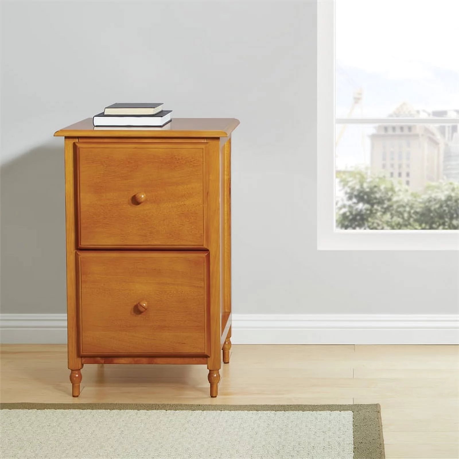 Modern 2 Drawer Wood File Cabinet in Antique Cherry B605